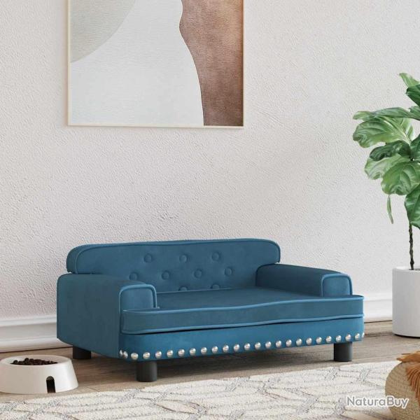 Lit pour chien bleu 70x45x30 cm velours