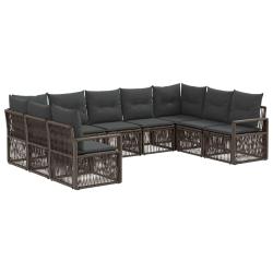Ensemble de canap&eacute; de jardin 9 pcs Gris polyrotin