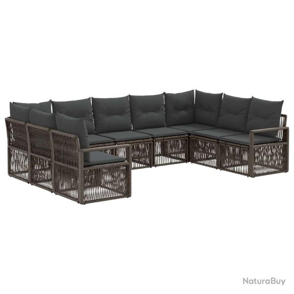 Ensemble de canap� de jardin 9 pcs Gris polyrotin