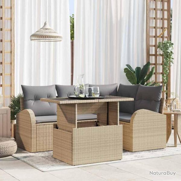 Ensemble de canap� de jardin 5 pcs Beige Poly rotin