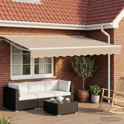 Auvent r&eacute;tractable &eacute;lectrique Beige et blanc 3 x 2,5 m