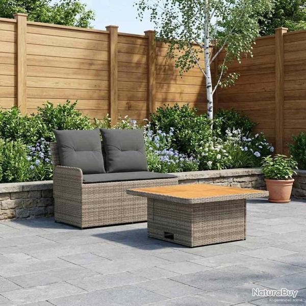 Canap� de jardin avec accoudoirs et table relevable 2 Pi�ce