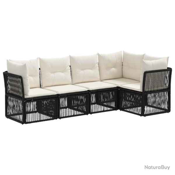Ensemble de canap� de jardin 5 pcs Noir polyrotin