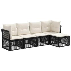 Ensemble de canap&eacute; de jardin 5 pcs Noir polyrotin