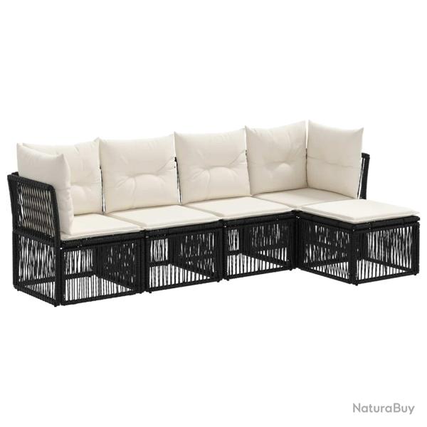 Ensemble de canap� de jardin 5 pcs Noir polyrotin