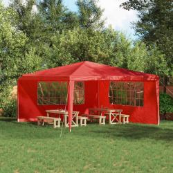 Mur de tente de f&ecirc;te 2 pcs 400 x 195 cm Rouge PE et acier
