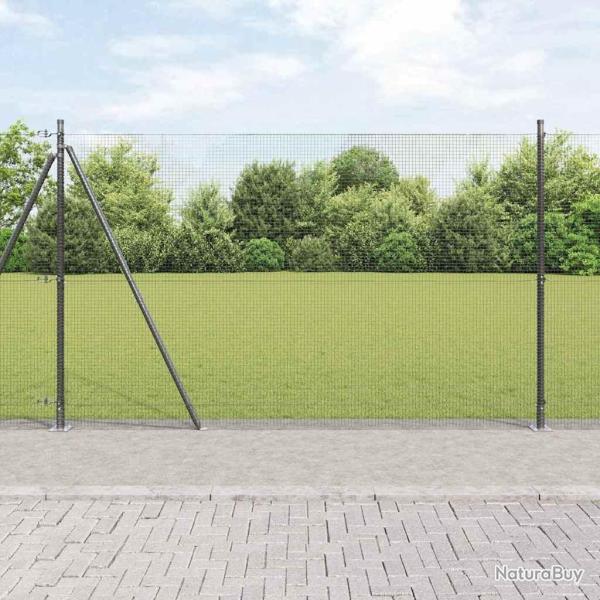 Cl�ture en fil soud� avec base en b�ton 10 x 1,4 m Gris Maille