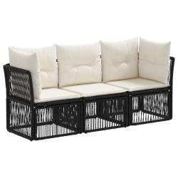 Ensemble de canap&eacute; de jardin 3 pcs Noir polyrotin