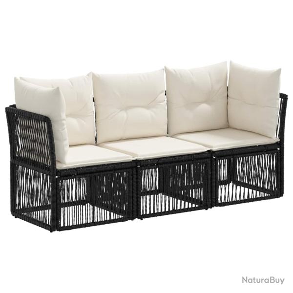 Ensemble de canap� de jardin 3 pcs Noir polyrotin