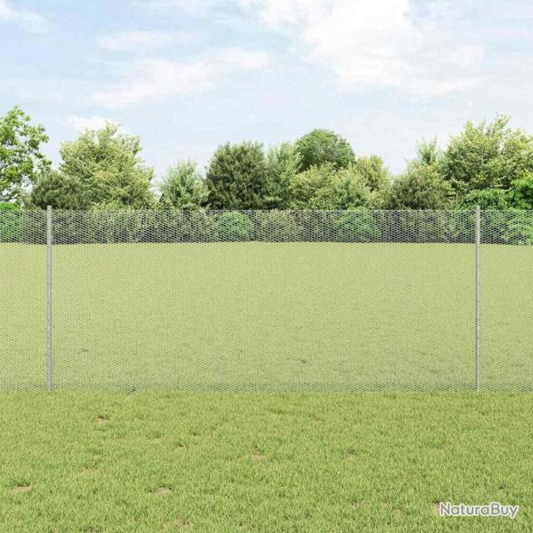 Cl�ture hexagonale avec poteau 10 x 1 m Acier galvanis� Argent�