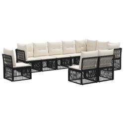Ensemble de canap&eacute; de jardin 10 pcs Noir polyrotin
