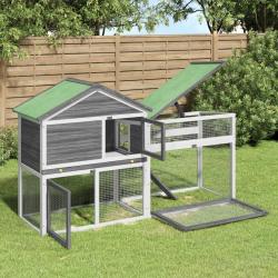 Clapier gris 185,5x60,5x109,5 cm bois de pin massif