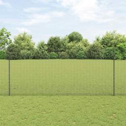 Cl&ocirc;ture en fil soud&eacute; avec poteaux 10 x 1,4 m Gris Maille