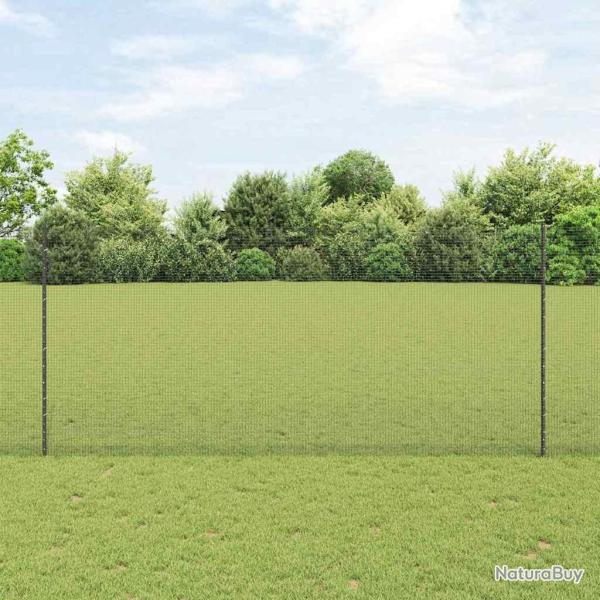 Cl�ture en fil soud� avec poteaux 10 x 1,4 m Gris Maille