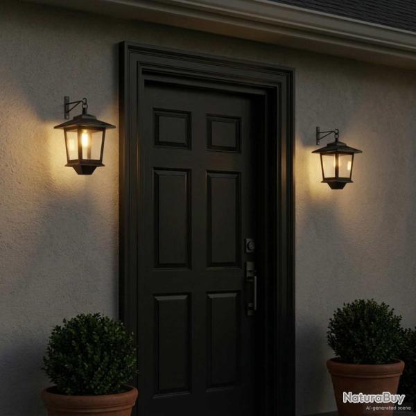 Lampe Murale 2 pc Noir 19 x 14 x 25 cm Acier inoxydable et ABS