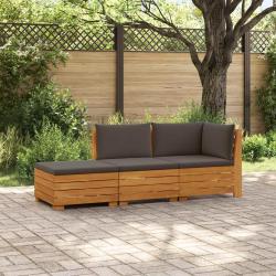 Ensemble de canap&eacute;s d'ext&eacute;rieur avec coussin 3 Pi&egrave;ce Marron
