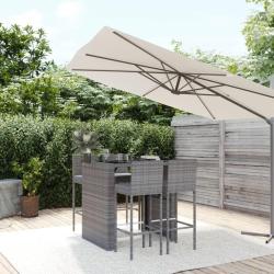 Ensemble de bar de jardin 5 pcs avec coussins gris poly rotin