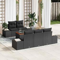 Ensemble de canap&eacute; de jardin avec stockage 6 pcs Noir polyrotin