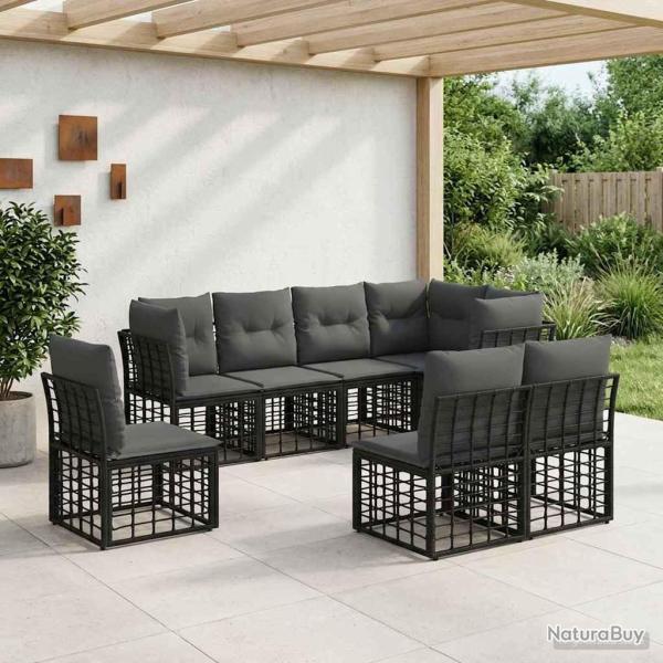 Ensemble de canap�s d'ext�rieur Noir Polyester
