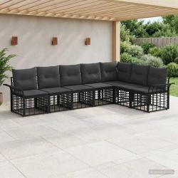 Ensemble de canap&eacute;s d'ext&eacute;rieur 7 pcs Noir et Gris fonc&eacute;