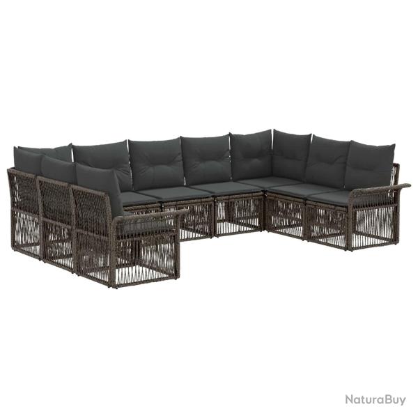 Ensemble de canap� de jardin 9 pcs Gris polyrotin