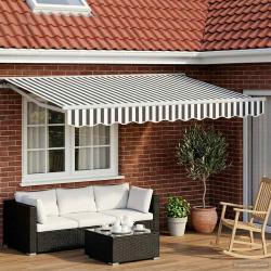 Auvent r&eacute;tractable &eacute;lectrique Anthracite et blanc 3 x 2,5 m