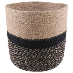 Ensemble de Pots &agrave; Plantes 2 pcs Naturel et noir &Oslash; 21 x 21 cm