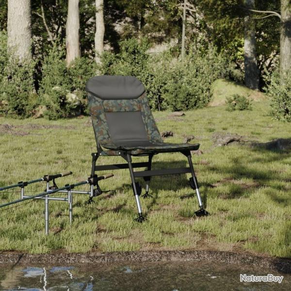 Chaise de p�che avec pieds � boue r�glables pliable camouflage