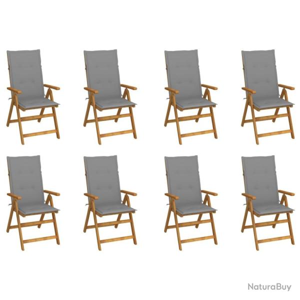 Chaises pliables de jardin avec coussins lot de 8 Bois d'acacia