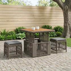 Ensemble de salle &agrave; manger pour jardin 3 pcs Gris et Gris fonc&eacute;