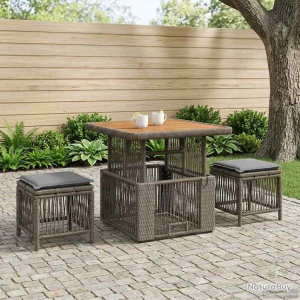 Ensemble de salle � manger pour jardin 3 pcs Gris et Gris fonc�