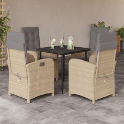 Ensemble &agrave; manger de jardin coussins 5 pcs m&eacute;lange beige rotin