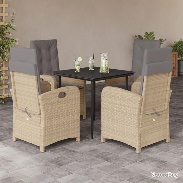 Ensemble � manger de jardin coussins 5 pcs m�lange beige rotin