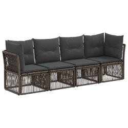 Ensemble de canap&eacute; de jardin 4 pcs Gris polyrotin