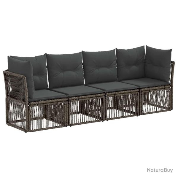 Ensemble de canap� de jardin 4 pcs Gris polyrotin