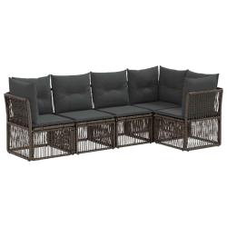 Ensemble de canap&eacute; de jardin 5 pcs Gris polyrotin
