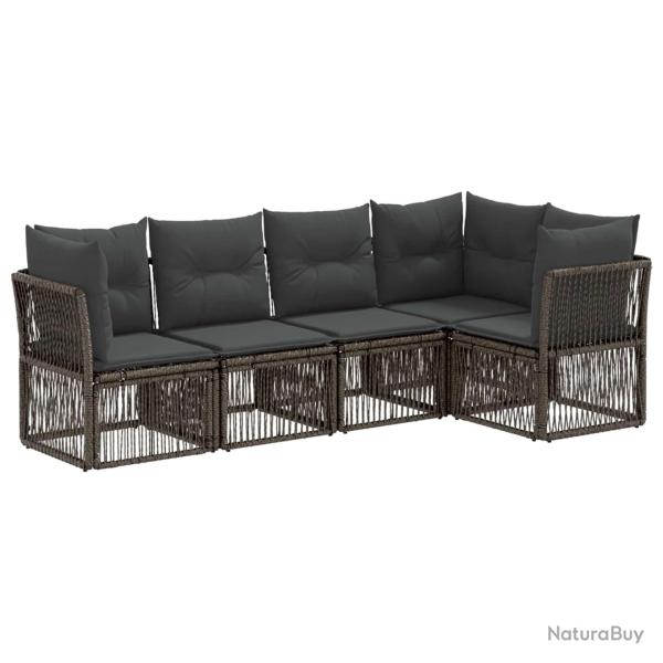 Ensemble de canap� de jardin 5 pcs Gris polyrotin