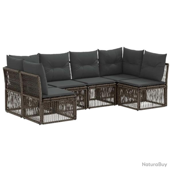 Ensemble de canap� de jardin 6 pcs Gris polyrotin
