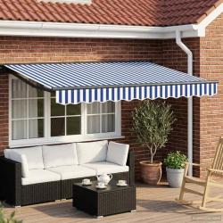 Auvent r&eacute;tractable &eacute;lectrique Bleu, Blanc, Anthracite 3 x 2,5 m