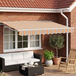 Auvent r&eacute;tractable &eacute;lectrique Bleu, Orange, Blanc 3 x 2,5 m