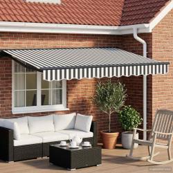 Auvent r&eacute;tractable &eacute;lectrique Anthracite et blanc 3 x 2,5 m