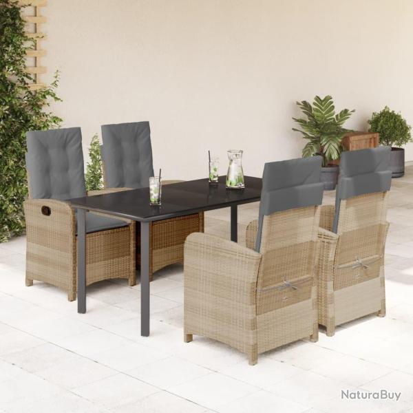 Ensemble � manger de jardin coussins 5 pcs m�lange beige rotin