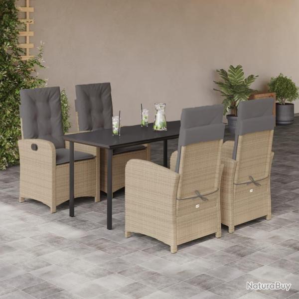 Ensemble � manger de jardin coussins 5 pcs m�lange beige rotin
