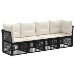 Ensemble de canap&eacute; de jardin 4 pcs Noir polyrotin