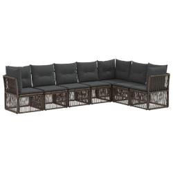 Ensemble de canap&eacute; de jardin 7 pcs Gris polyrotin