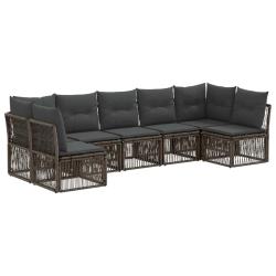 Ensemble de canap&eacute; de jardin 7 pcs Gris polyrotin