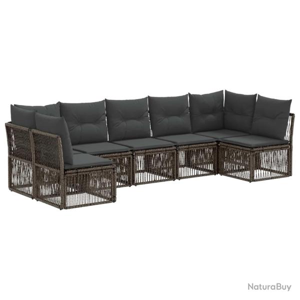 Ensemble de canap� de jardin 7 pcs Gris polyrotin