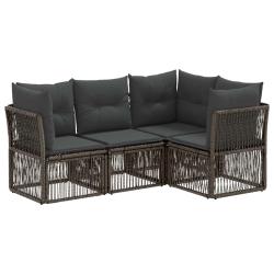 Ensemble de canap&eacute; de jardin 4 pcs Gris polyrotin