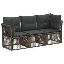 Ensemble de canap&eacute; de jardin 3 pcs Gris polyrotin