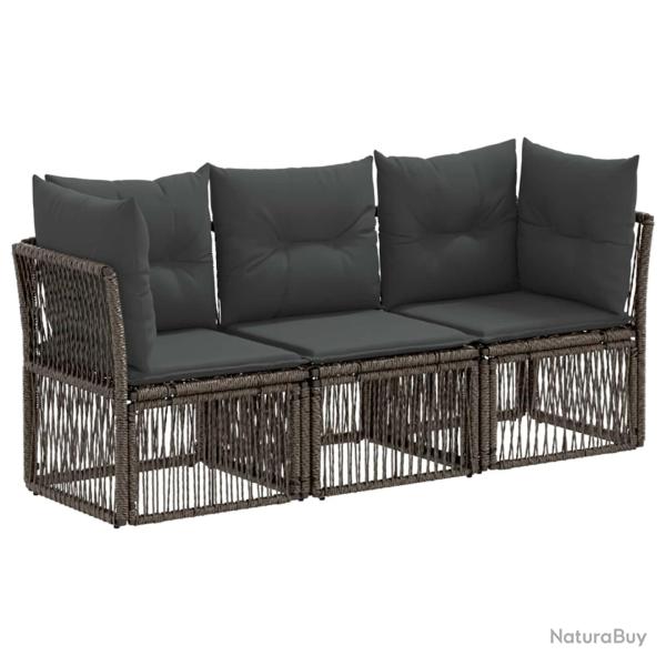 Ensemble de canap� de jardin 3 pcs Gris polyrotin